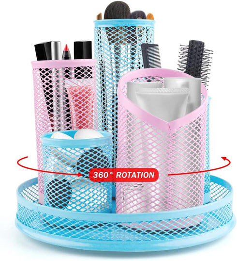 Rotating Pen Holder, Spinning Pencil Holder Desk Organizers, 5 Removable Tube Mesh Pen Pot Storage Caddy Stationery Sorter for Office School Suppl...