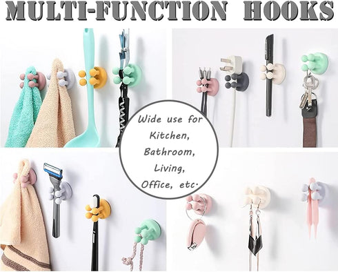 Silicone Toothbrush Holders - 6 Pcs Razor Hooks Adhesive Wall Mounted for Hanging Towel Key Plug Cable, Utility Decoration Hook Stick to Dorm Room...