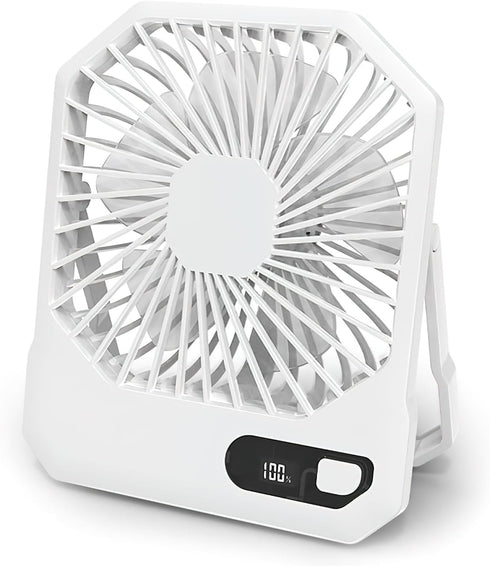 Desk Fan Battery Rechargable Fan, Ultra Quiet Small Portable Fan, 2600mAh 180°Foldable Portable Personal Fan 3 Speeds Adjustable Fan with USB and ...