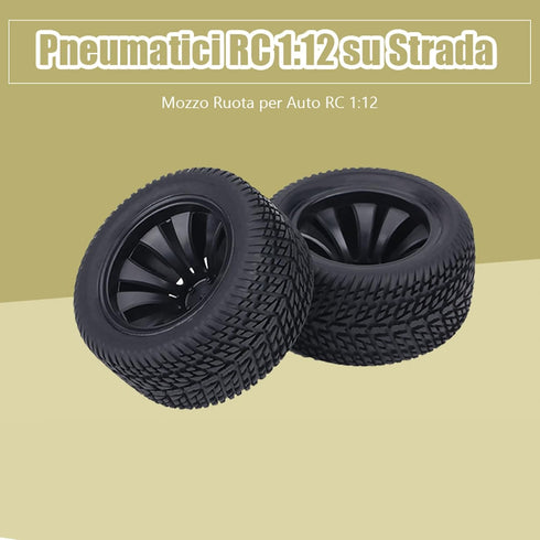 RC Truck Tires, Car Toy Wheels Road Holding, 2pcs/Set Rubber Tyre Tires & Plastic Hubs Wheel for 1:12 RC Car Racing Car Truck Replacement...