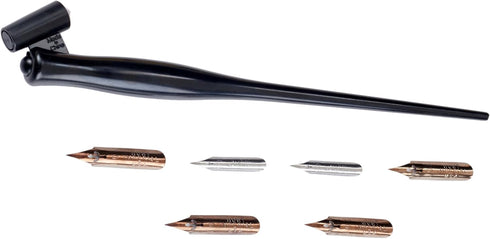 Speedball Oblique Pen Set - 1 Penholder w/ 4 Nibs, 2 Pen Points...