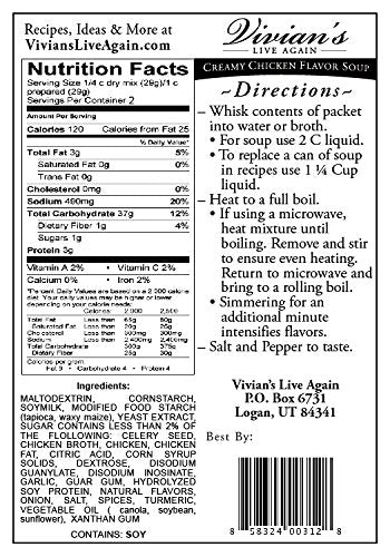 Gluten Free Cream of Chicken Soup & Gravy Mix- Dairy Free, Shelf Stable, Powdered Mix by Vivian's Live Again...