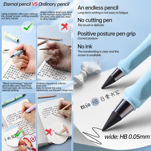 Inkless Magic Pencil Infinity Magic Pencils Inkless Pencil Infinity Pencil with Eraser Everlasting Pencil Infinity Reusable Pencil Forever Pencils...