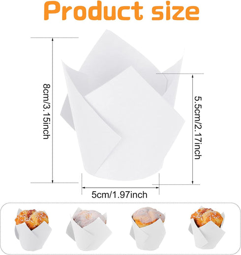 Jutom 200 Pack Tulip Cupcake Liners Paper Baking Cups Greaseproof Muffin Liners Grease Resistant Cupcake Wrappers for Weddings Birthday Cake Balls...