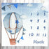 Blue Baby Monthly Milestone Blanket, Cartoon Hot Air Balloon Star Newborn Photo Baby Memory Blanket Nursery Baby Swaddle Blanket, 48x40 Inches BTX...