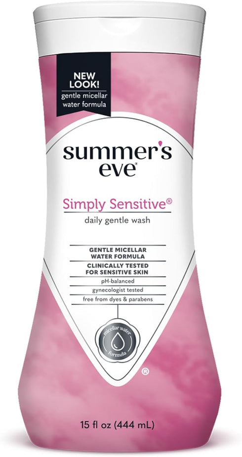 Summer's Eve Simply Sensitive Daily Gentle All Over Feminine Body Wash, Removes Odor, Feminine Wash pH Balanced, 15 fl oz...