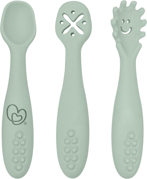 Dreambaby Scoop Mash and Twist Silicone Baby Spoon Set - 3 Stage Toddler Utensils for Baby Led Weaning - Soft Chew Training Spoons...