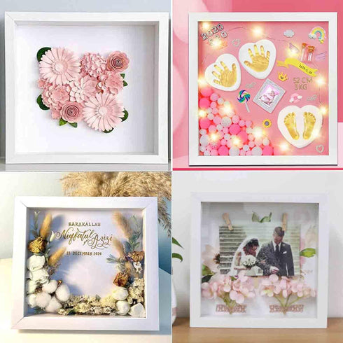 8x8 Shadow Box Frame Display Case with Letter Stickers, 3D Picture Frame, Display Case Box for Memorabilia, Baby Items, Wedding Memories, Crafts, ...