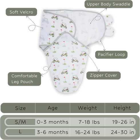 Baby Swaddles, 100% Organic Cotton Swaddles for Newborns Boys and Girls, 0-3 Months Baby Swaddle Sacks with Easy Change Zipper, Velcro Swaddle Neu...