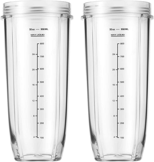Replacement Part for Nutri Ninja Blender 2-Pack 32oz Replacement Cups Compatible with Nutri Ninja Auto-iQ Series Blenders...