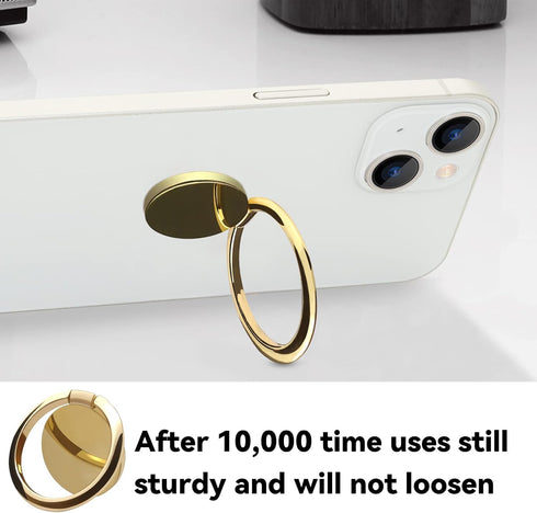 Metal Cell Phone Ring Holder Finger Ring Stand, 360 Degree Rotation Ring Kickstand Grip Holder for Magnetic Car Mount, Gold...
