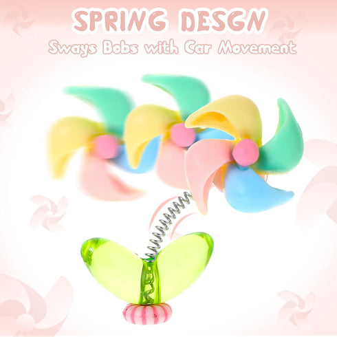Cute Windmill Car Dashboard Decorations, 6 Pcs Mini Paste Shaking Head Windmill Car Mirror Dashboard Plant Decor for Car Interior Home Office Desk...