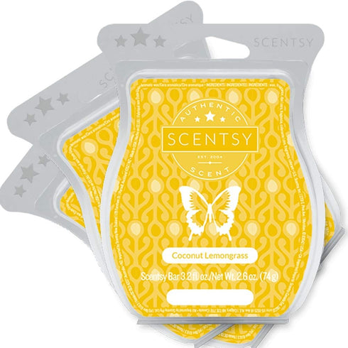 Scentsy, Coconut Lemongrass, Wickless Candle Tart Warmer Wax 3.2 Oz Bar, 3-pack (3),yellow...