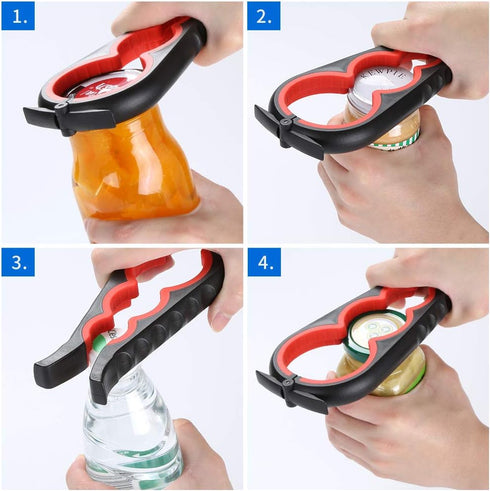 Jar Opener Bottle Opener and Ring Pull Can opener for Seniors, Arthritis Hands and Anyone with Low Strength, Arthritis Jar Openers Get Lids Off Ea...
