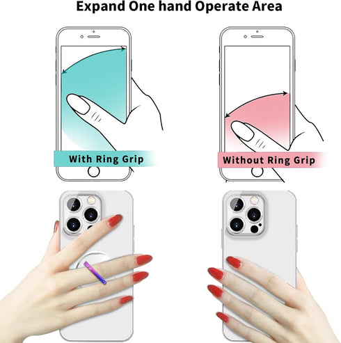 Transparent Clear Phone Ring Grips Holder Kickstand, Finger Ring Stand for Cell Phone Tablet Case Accessories Round (1PCS Colorful Ring)...