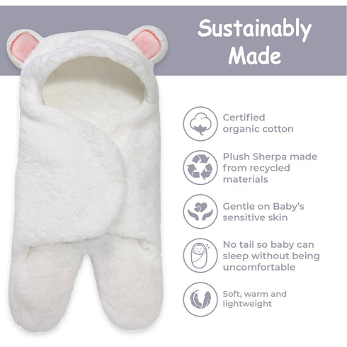 Jam Naturals- Baby Swaddle Blanket, Cute Bear Organic Receiving Swaddling Wrap, Newborn Baby Girl Soft Plush Registry Gift (Pink 3-6m)...