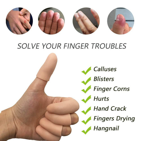 Gel Finger Protectors Finger Caps Silicone Fingertips Protection - Finger Cots Great for Trigger Finger, Finger Arthritis, Finger Cracking and Oth...