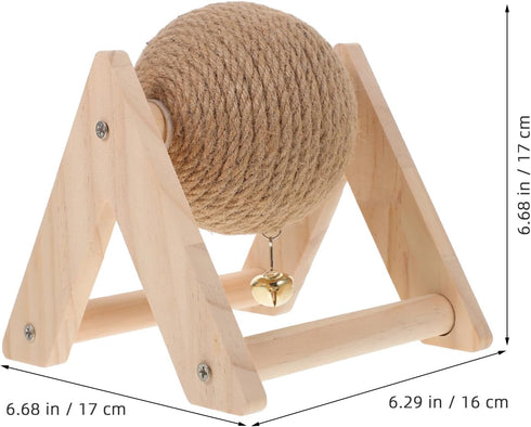 ABOOFAN Cat Scratcher Toy with Sisal Ball Cats Scratching Rope Ball Interactive Rotatable Wood Pet Scratcher Toys Durable for Indoor Kitties to Gr...