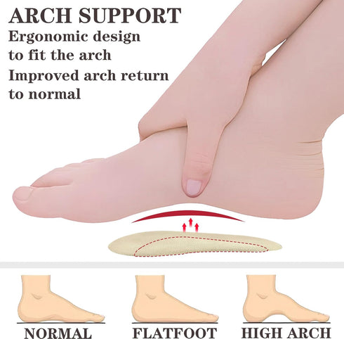 Correct-Position Gel Arch Support Insoles: Plantar Fasciitis & Flat Feet Relief, Adhesive Foot Pads for Pressure-Free Comfort- 6 Pairs (Clear*2+Be...