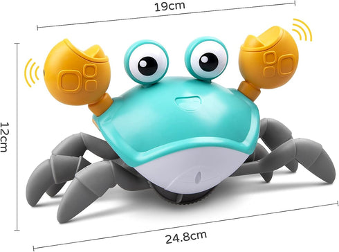 Crawling Crab Baby Toy with Music and LED Light Up for Kids, Toddler Interactive Learning Toy with Automatically Avoid Obstacles, Build in Recharg...
