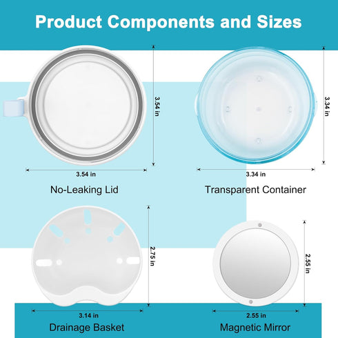 Denture Case & Cup, Travel Retainer Case with Mirror, No-Leak False Teeth Cleaning Container: Full & Partial Dentures Soaking, Denture Bath Holder...