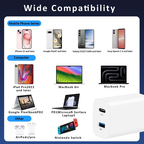 70W USB C Charger - GaN PD USB C Charger 2 Ports Power Adapter Compatible with Mac Book Pro/Air 13 14 15 16 inch 2023/2022/2021/2020/2019/2018,M1,...