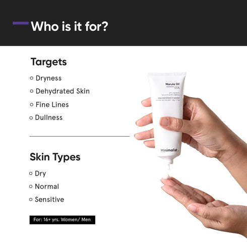 Minimalist Marula Oil 5% Face Moisturizer For Dry Skin | With Hyaluronic Acid For Deep Nourishment & Hydration | For Women & Men | 1.7 Oz / 50 gm...