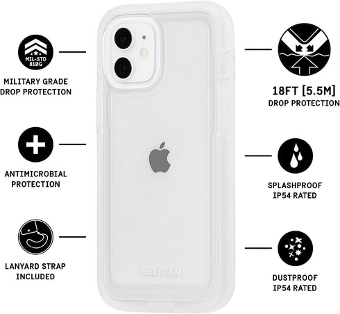 Pelican - MARINE ACTIVE Series - Case for iPhone 12 Mini (5G) - 18 ft Drop Protection - Lanyard Strap - 5.4 Inch - Clear...