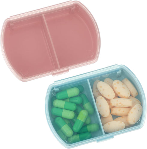 Sibba Pill Organizer Box Case 2 PCS Waterproof Travel Medicines Container Purse Essentials Small Cute Fish Oil Holder Supplements Mini Pillbox Dis...