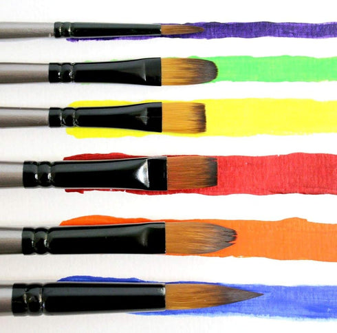 Mont Marte Gallery Series Acrylic Brush Set, 6 Piece. Selection of Synthetic Hair Paint Brushes Suitable for Acrylic Painting...