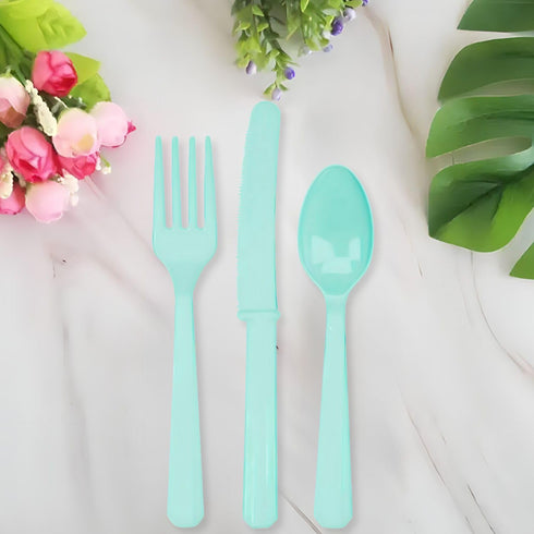 Assorted Robin's Egg Blue Plastic Cutlery (Pack of 24) - Elegant, Durable & Disposable Party Supplies for Every Occasion...