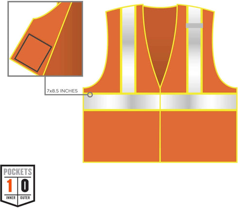 Ergodyne - 21317 GloWear 8230Z ANSI Two-Tone High Visibility Orange Reflective Safety Vest, 2XL/3XL...