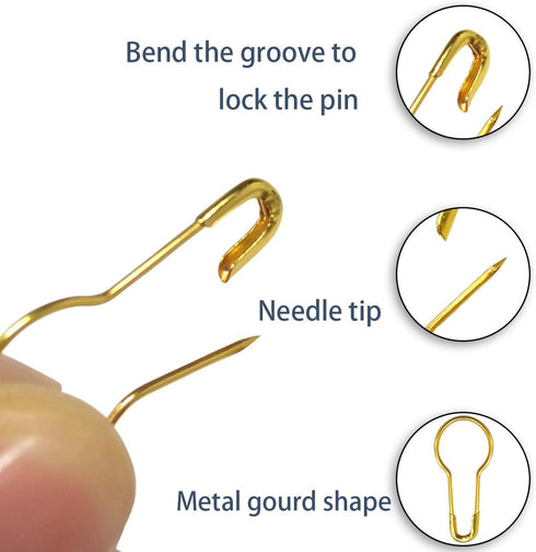 100Pcs 21mm/0.8 Inch Small Metal Gourd Safety Pins Bulb Pin for Knitting Stitch Markers, Sewing Clothing DIY Craft Making (Gold)...