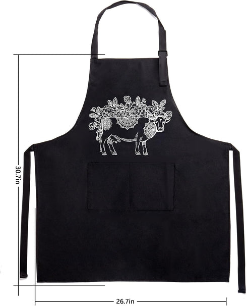 Cow Gifts for Women, Kitchen Decor Cooking Utensils Set include Unique Bamboo Cooking Spoons Apron, Personalized Christmas Mother's Day Housewarmi...