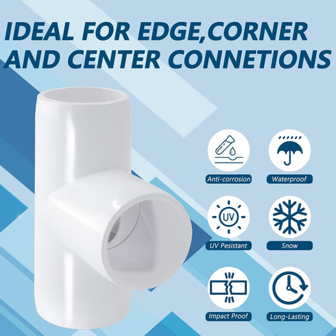 4Pcs 3Way PVC Tee Fittings 3/4", Right Angle Corner Fitting for DIY Building Furniture Greenhouse Shed Pipe Fittings Tent Connection...
