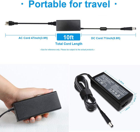 18.5V 3.5A 65W AC Adapter Charger Compatible with HP Pavilion G4 G6 G7 G32 G42 G56 G60 G61 G62 G71 G72 DV3 DV4 DV5 DV6 DV7 DM4 M6 M7 Series Compaq...