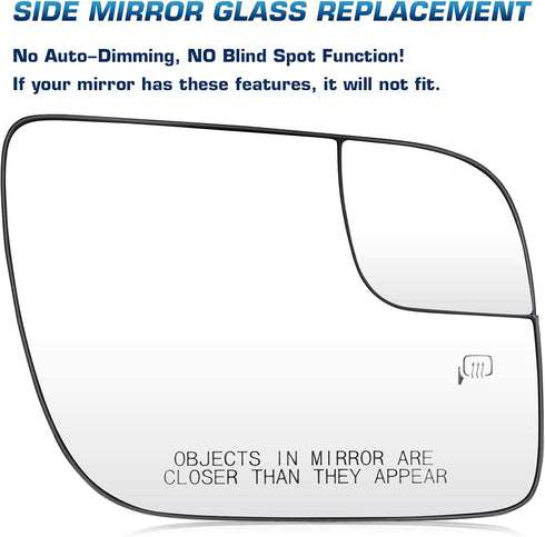 Youxmoto Side Mirror Glass 2011-2017 Fit For Ford Explorer Passenger Right Heated Side View Mirror Glass, with Rear Holder, Fit For BB5Z17K707A...