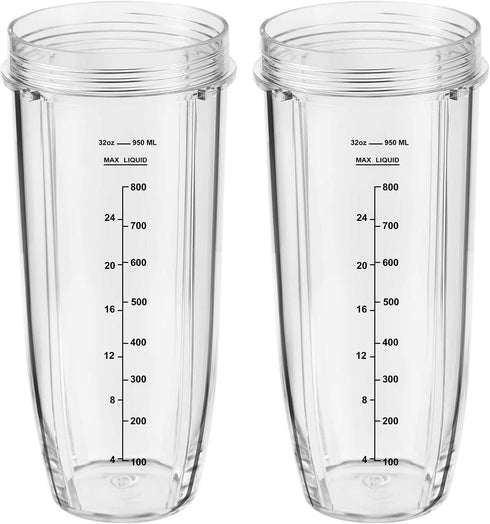 Replacement Part for Nutri Ninja Blender 2-Pack 32oz Replacement Cups Compatible with Nutri Ninja Auto-iQ Series Blenders...