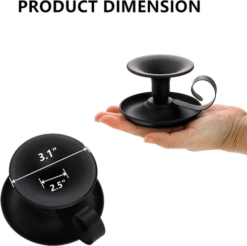 Yopay 4 Pack Iron Taper Candle Holder, Retro Rustproof Candlestick Holders, Sturdy Black Candlelight Stand for Chime Spell Candles, Halloween Chri...