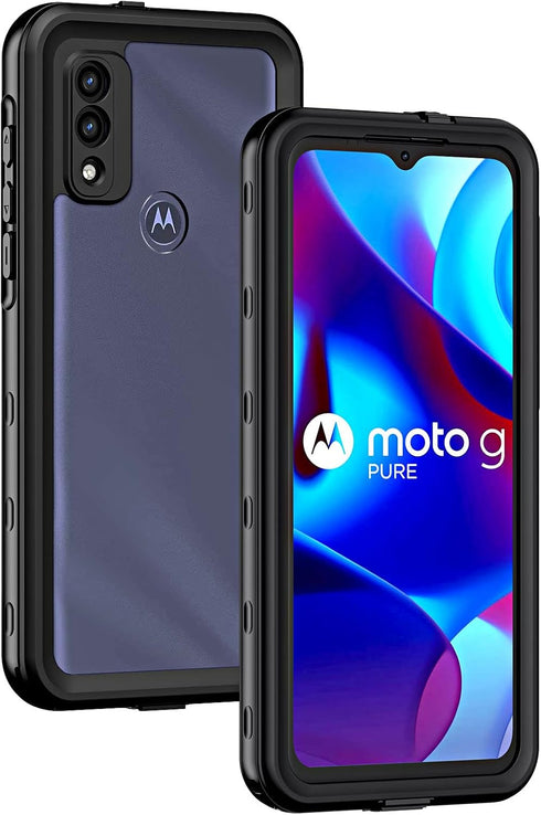 Lanhiem for Moto G Pure Case, IP68 Waterproof Dustproof with Built-in Screen Protector, Rugged Full Body Shockproof Phone Cover for Motorola G Pur...