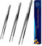 JETKONG Extra Long Kitchen Tweezers Heavy Duty Stainless Steel Cooking Tweezers, Set of 3 (9 12 14 Inch, Black)...