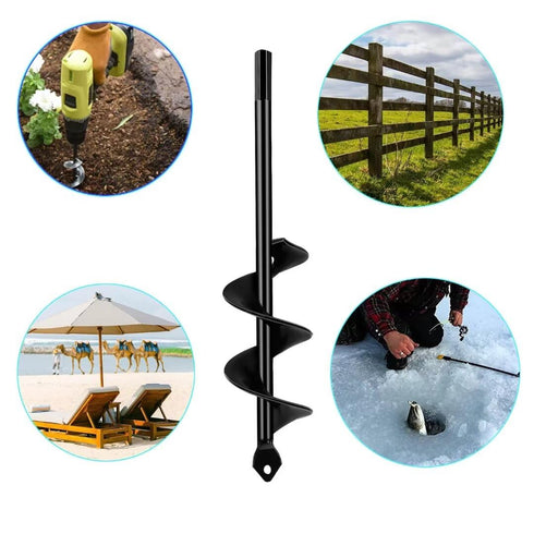 Garden Auger Post Hole Digger 1.6 x 16.5 in Long Handle Bulb Planter Tool Solid Shaft Extend Spiral Planting Auger Drill Bit for Planting Bulbs Se...