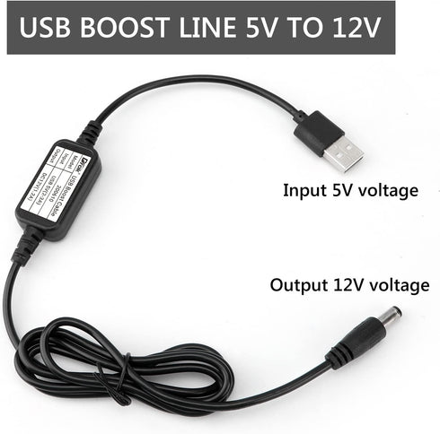 DROK USB to 12v Adapter - 5V to 12V Step Up Converter, Boost Converter Voltage Regulator with 5.5x2.5mm/3.5x1.35mm Ports and 1.2m Cable...
