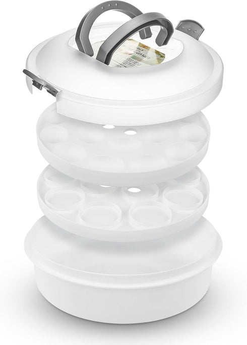 Southern Homewares Pie Carrier with Lid and Handle – 3-in-1 Plastic Dessert Container for Pies, Cakes, Cupcakes, and Muffins...