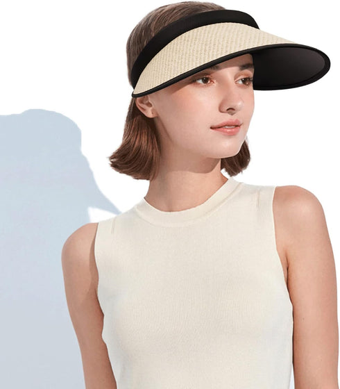 Wide Brim Sun Visor Hat Large UV Protective Golf Beach Cap Womens Beach Straw Hats Outdoor Tennis Caps Visors...