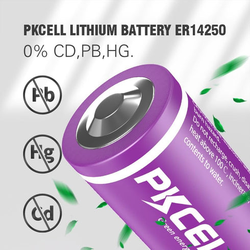 PKCELL ER14250 1/2AA 3.6V Lithium Battery,1200mAh Batteries Compatible for Dog Collar Meter Sensor Movement Monitor Home Security System Alarm Sys...