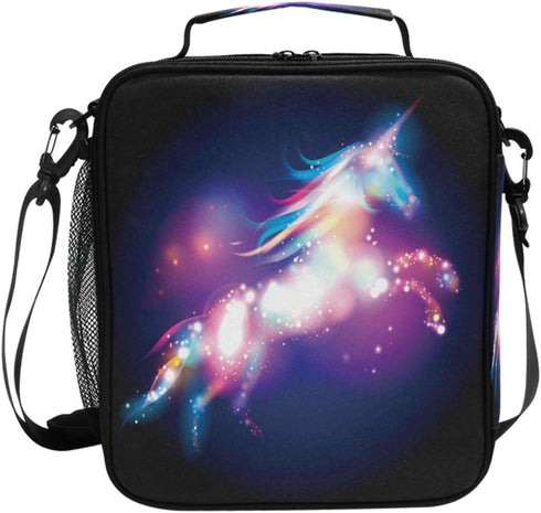 Wamika Unicorn Magic Design With Stars Lunch Box Insulated Lunch Bag Large Freezable Mermaid Unicorn Rainbow Galaxy Space Lunch Bag Tote Cooler Lu...