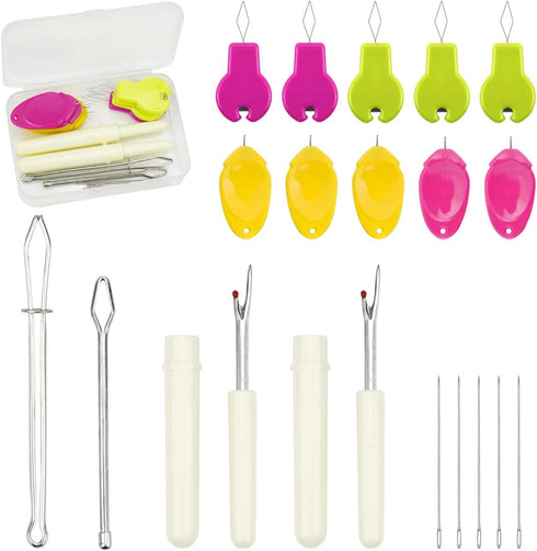 Lechchy Needle Threader for Hand Sewing & Sewing Machine - 10 Simple Needle Threaders for Embroidery Floss + 2 Seam Rippers + 2 Drawstring Threade...