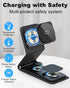 Foldable Magnetic Wireless Charger, Leather 3-in-1 Charging Station for Multiple Devices Apple, Fast Travel Mag-Safe Charger Stand for iPhone 15 1...
