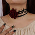 Gothic Red Rose Black Choker Necklace Retro Floral Flower Vampire Collar Necklace for Halloween Cosplay Party Prom, Black and Red, 6.5 grams, 1.0 ...